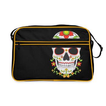 Masque de crâne en sucre - Sac Retro - noir/or - Devant