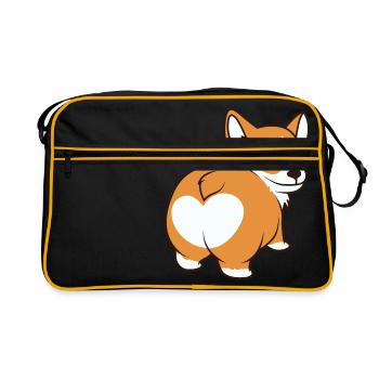 Welsh Corgi Pembroke Hintern - Retro Tasche - Schwarz/Gold - Vorne