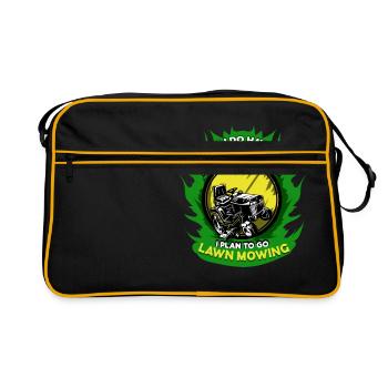 Lawn mower gardener mowing mowing the lawn - Retro Bag - black/gold - Front