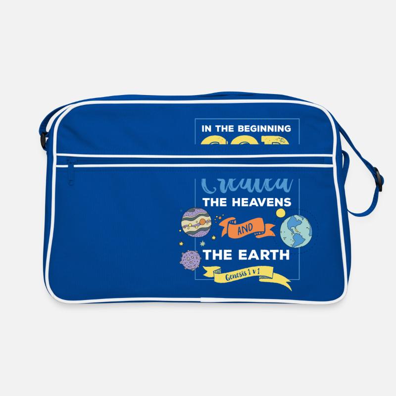 Bible quote - In the beginning God created ... Retro Bag