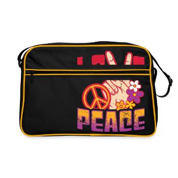 Love Peace Hippie Movement Peace - Retro Bag - black/gold - Front
