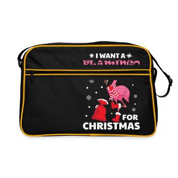 I Want A Flamingo For Christmas Shirt Ugly Xmas - Retro Bag - black/gold - Front