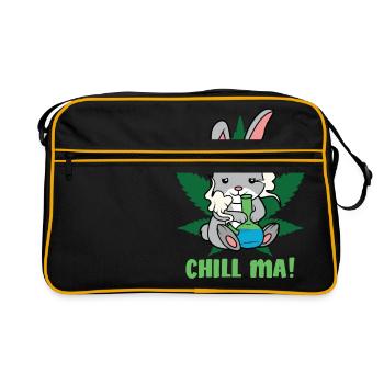 Chill ma Kaninchen Weed Hase - Retro Tasche - Schwarz/Gold - Vorne