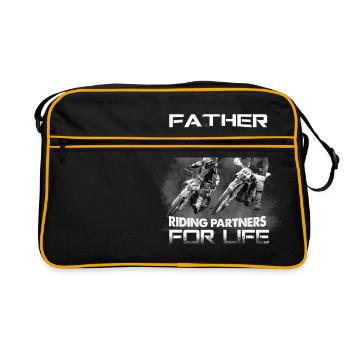 Père et fils amis pour la vie papa motocross - Sac Retro - noir/or - Devant