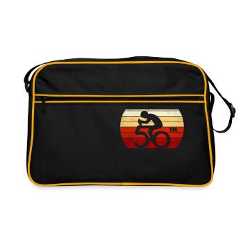 Cadeau Cycliste 50ème Anniversaire Cinquantenaire - Sac Retro - noir/or - Devant