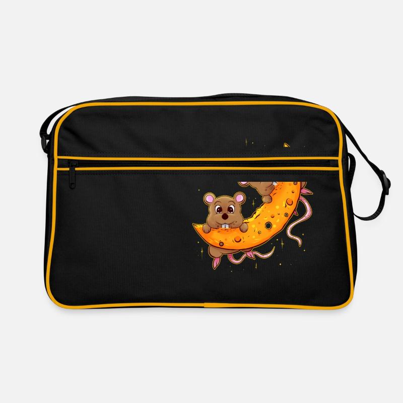 Mouse on cheese moon. Gift for cheese addict Retro Bag