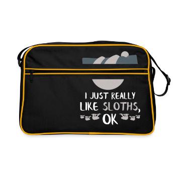 Cadeau drôle de paresse Fille drôle qui aime les paresseux - Sac Retro - noir/or - Devant