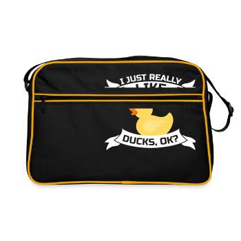 Love Ducks Gift Farmer Duck Lover Rubber Duck - Retro Tasche - Schwarz/Gold - Vorne