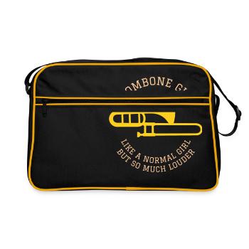 Trombone Girl Gift Trombonist Player Jazz Band - Sac Retro - noir/or - Devant