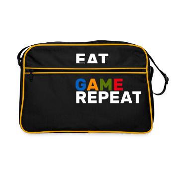 Eat Sleep Game Repeat Gift Gamer Video Games - Retro Bag - black/gold - Front