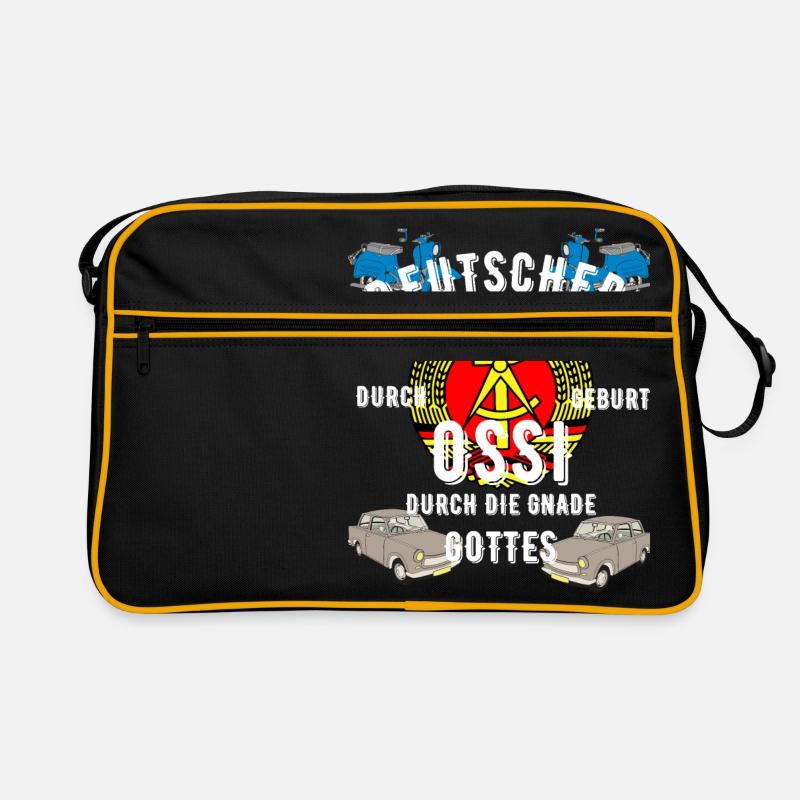 Deutscher durch Geburt Ossi durch Gnade Gottes - Retro Tasche - Schwarz/Gold