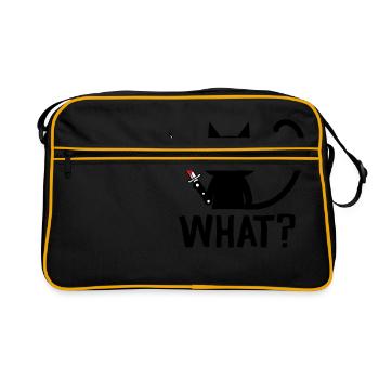 What? | black ninja cat with knife - Retro Bag - black/gold - Front