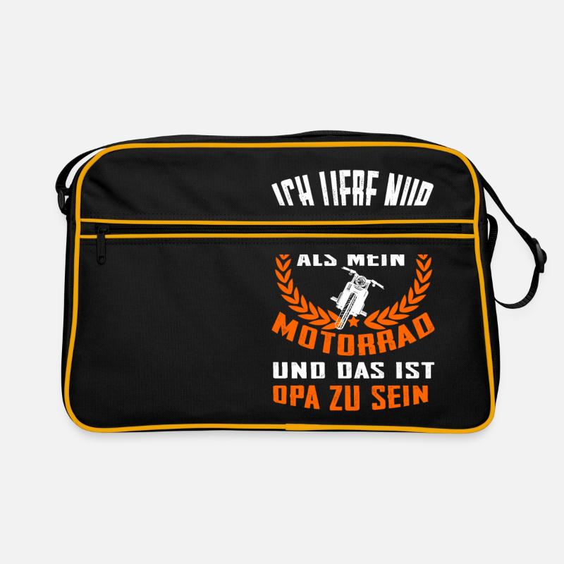 Opa Motorrad - Retro Tasche - Schwarz/Gold