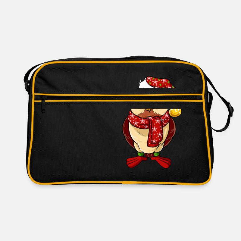 Weihnachtseule Weihnachten Eule Uhu Vogel Advent - Retro Tasche - Schwarz/Gold
