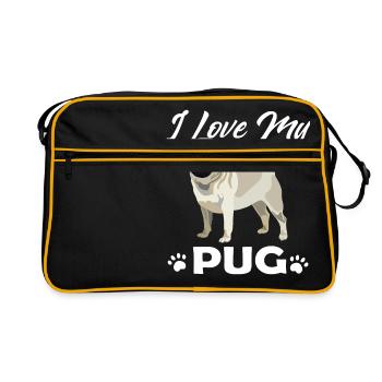 Carlin chien carlin vie j'aime mon carlin - Sac Retro - noir/or - Devant