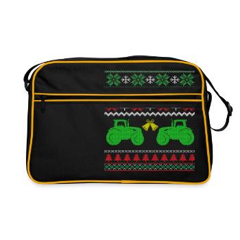 Ugly Christmas Christmas Tractor farmer farmer - Retro Bag - black/gold - Front