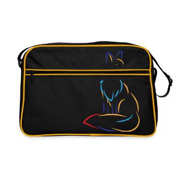 Renard renard forêt animaux silhouette - Sac Retro - noir/or - Devant