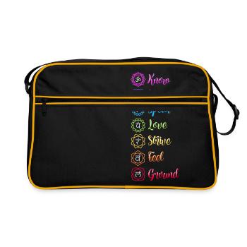 Sieben Chakra Om - Retro Tasche - Schwarz/Gold - Vorne