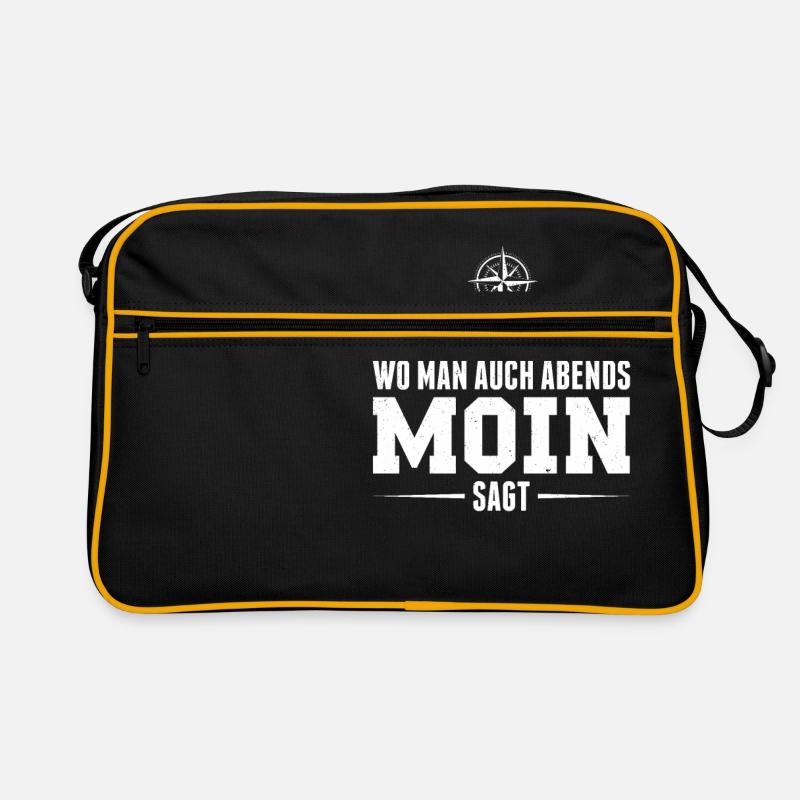 Heimat ist wo man auch Abends Moin sagt - Retro Tasche - Schwarz/Gold