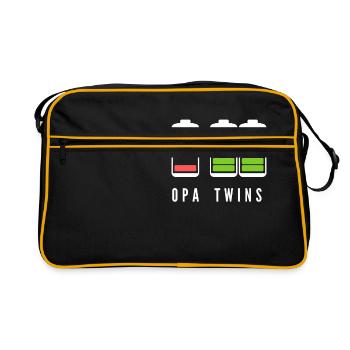 Opa Zwillinge Geschenkidee werdende Grossväter - Retro Tasche - Schwarz/Gold - Vorne