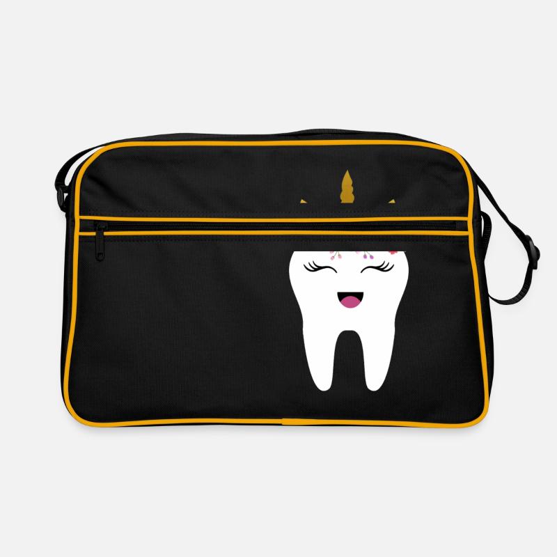 Dent de licorne dentiste dent fée cadeau première dent - Sac Retro - noir/or