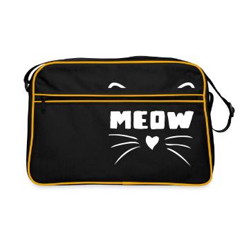 Cat - Cat Face Meow - Sac Retro - noir/or - Devant