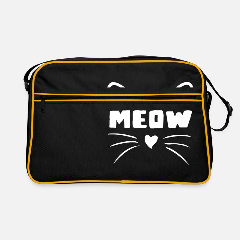 Cat - Cat Face Meow - Retro Bag - black/gold