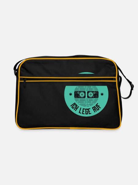 DJ Tshirt Du rufst an ich lege auf - Retro Tasche - Schwarz/Gold
