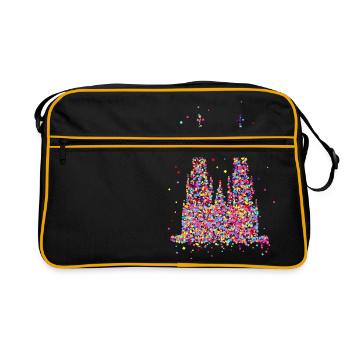 Kölner Dom, Konfetti - Retro Tasche - Schwarz/Gold - Vorne