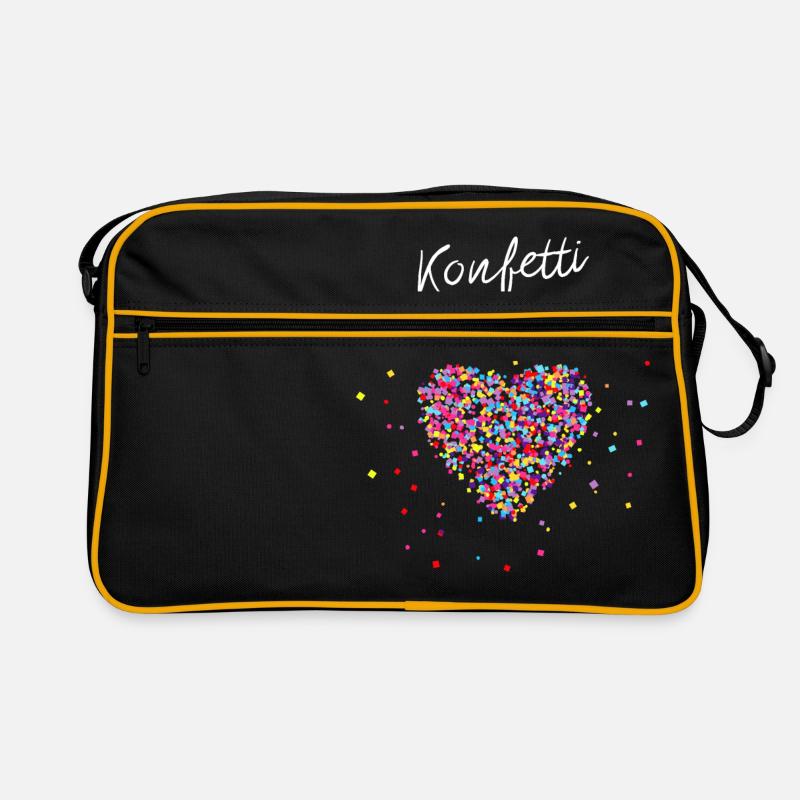 Konfetti im Herzen - Retro Tasche - Schwarz/Gold