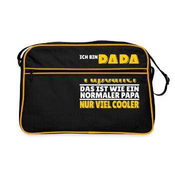 Fussball Papa Geschenk Geburt Fussballer Trainer - Retro Tasche - Schwarz/Gold - Vorne