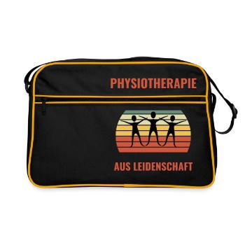 Physiotherapie T-Shirt Tolle Geschenkidee Azubis - Retro Tasche - Schwarz/Gold - Vorne