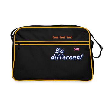 Drôle Be Different Uhu hiboux oiseau drôle - Sac Retro - noir/or - Devant