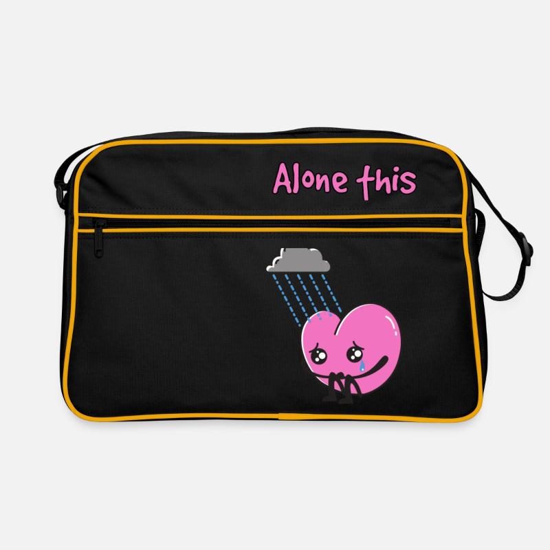 Alone this Valentine print. - Retro Tasche - Schwarz/Gold