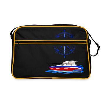 Boot Kompass - Retro Tasche - Schwarz/Gold - Vorne
