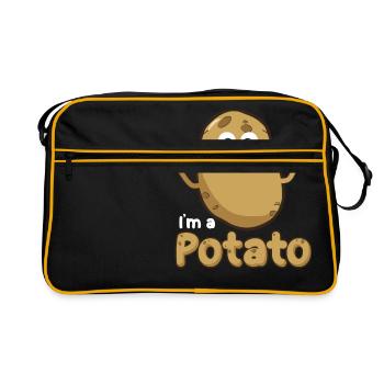 I Am A Potato design, French Fry design, Potato gi - Sac Retro - noir/or - Devant