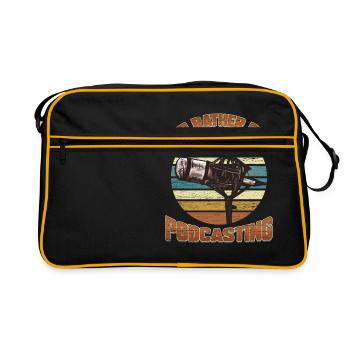 Podcast radio microphone podcasting gift - Retro Bag - black/gold - Front