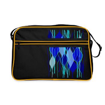 Fleda Maus Design: Abstrakte Tropfenformen - Retro Tasche - Schwarz/Gold - Vorne