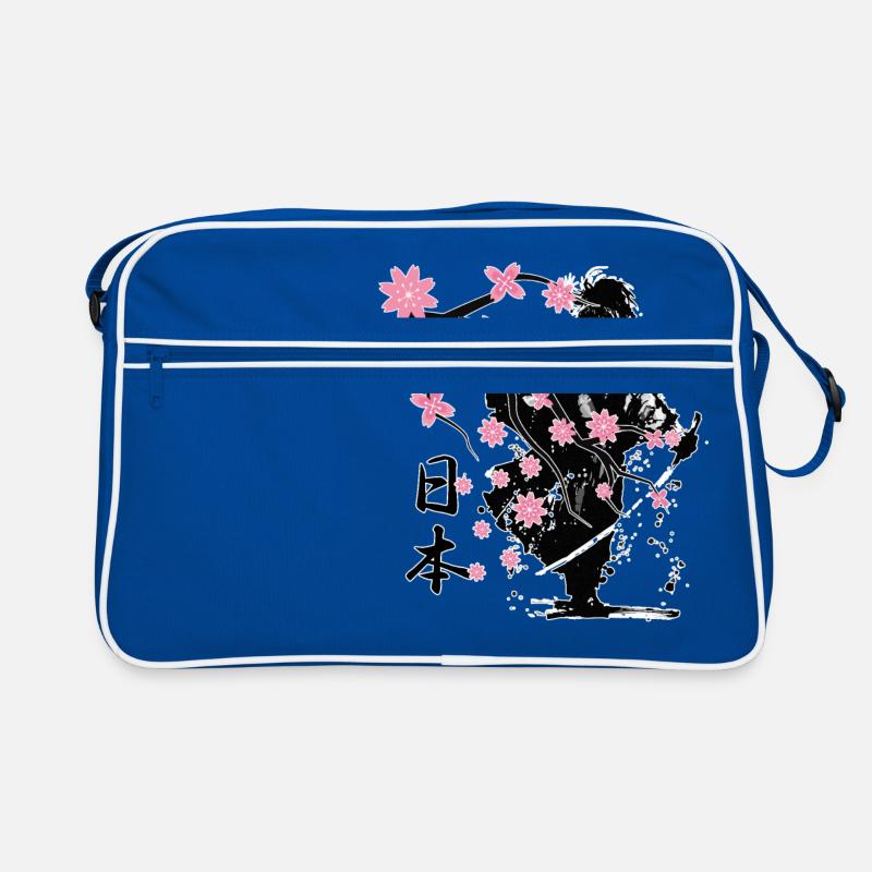 Samurai Krieger Sakura Blumenstil Retro Tasche