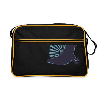 Hunde Yoga lustiges Yoga Design mit Hund - Retro Tasche - Schwarz/Gold - Vorne