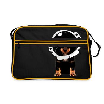 Chien - astronaute cosmonaute astronaute teckel - Sac Retro - noir/or - Devant