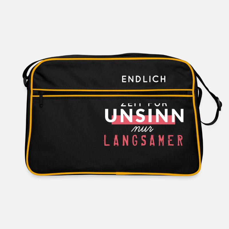 Endlich Rentner | Ruhestand Rente Spruch - Retro Tasche - Schwarz/Gold