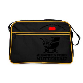 Muttertag Zweiten Baby Kinderwagen Herz - Retro Tasche - Schwarz/Gold - Vorne