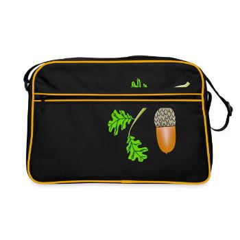 Acorn leaf oak bea - Retro Bag - black/gold - Front