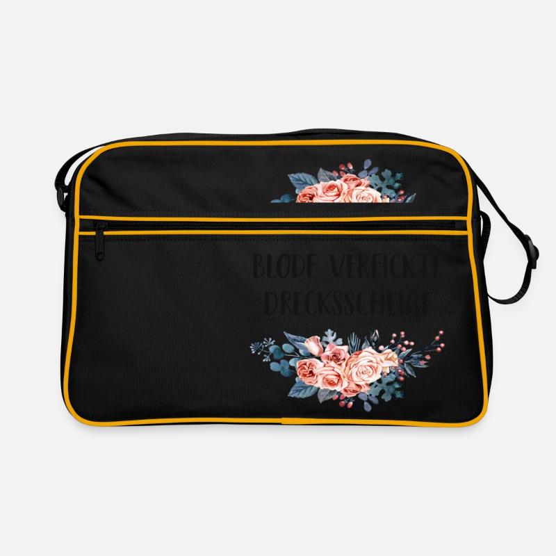Blöde Verfickte Drecksscheiße Schimpfwort Blumen Retro Tasche