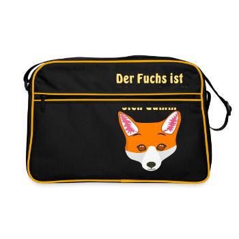 Fuchs Der Fuchs ist schlau und stellt sich dumm - Retro Tasche - Schwarz/Gold - Vorne
