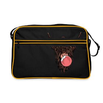 Kuh Büffel mit Kaugummi - Retro Tasche - Schwarz/Gold - Vorne