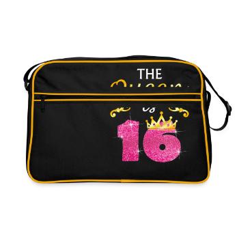 Filles D'anniversaire De 16 Ans La Reine Est Seize G - Sac Retro - noir/or - Devant