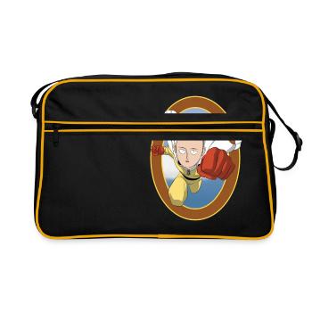 Superheld Design Glatze / tolle Geschenkidee - Retro Tasche - Schwarz/Gold - Vorne