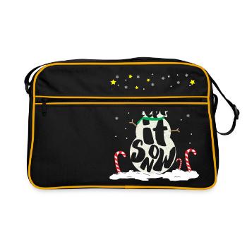 Let It Snow | Christmas | Cute Snowman Candy Cane - Retro Tasche - Schwarz/Gold - Vorne